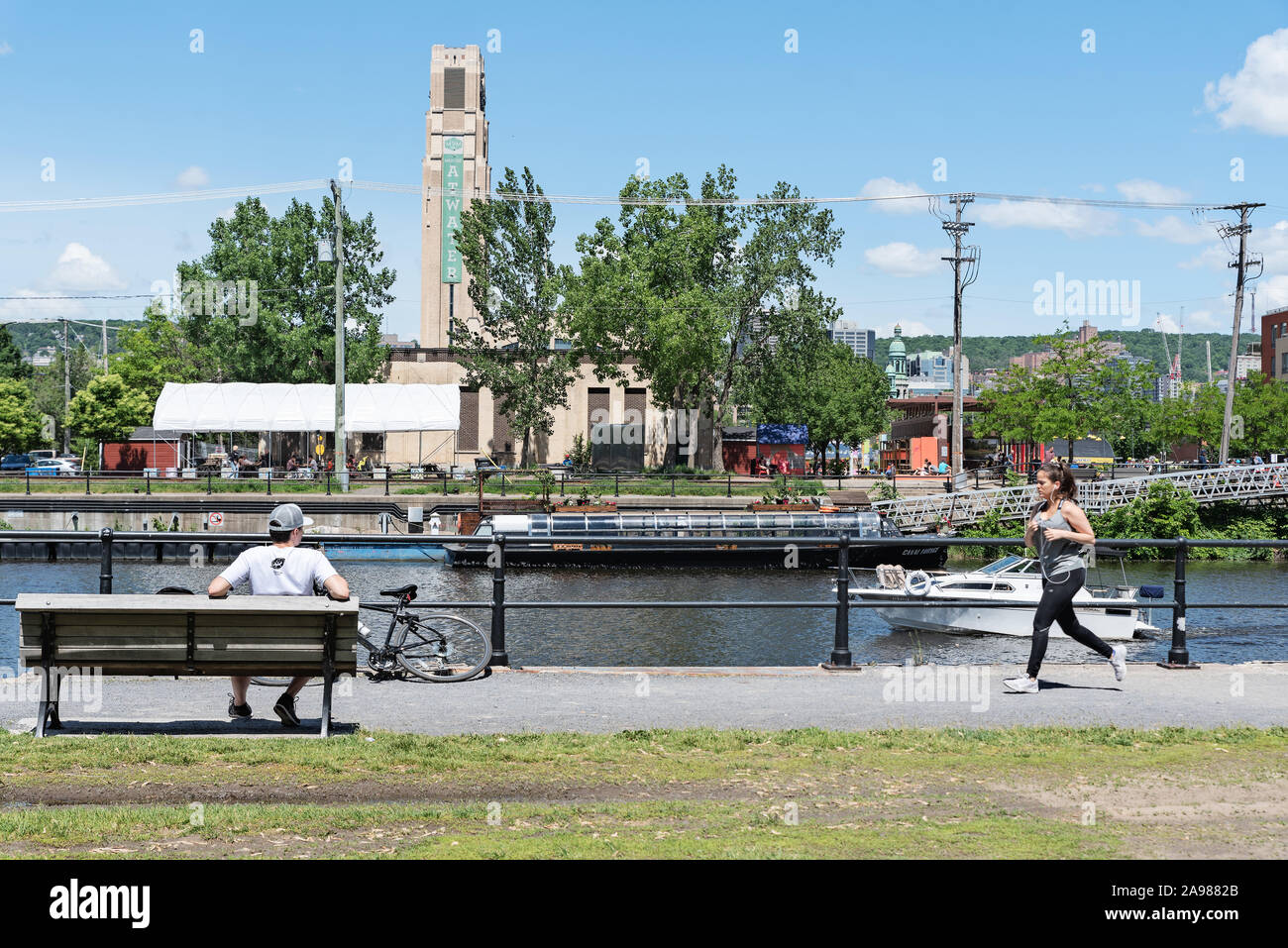 Près du Marché Atwater, Canal Lachine, Montréal, Québec, Canada Banque D'Images