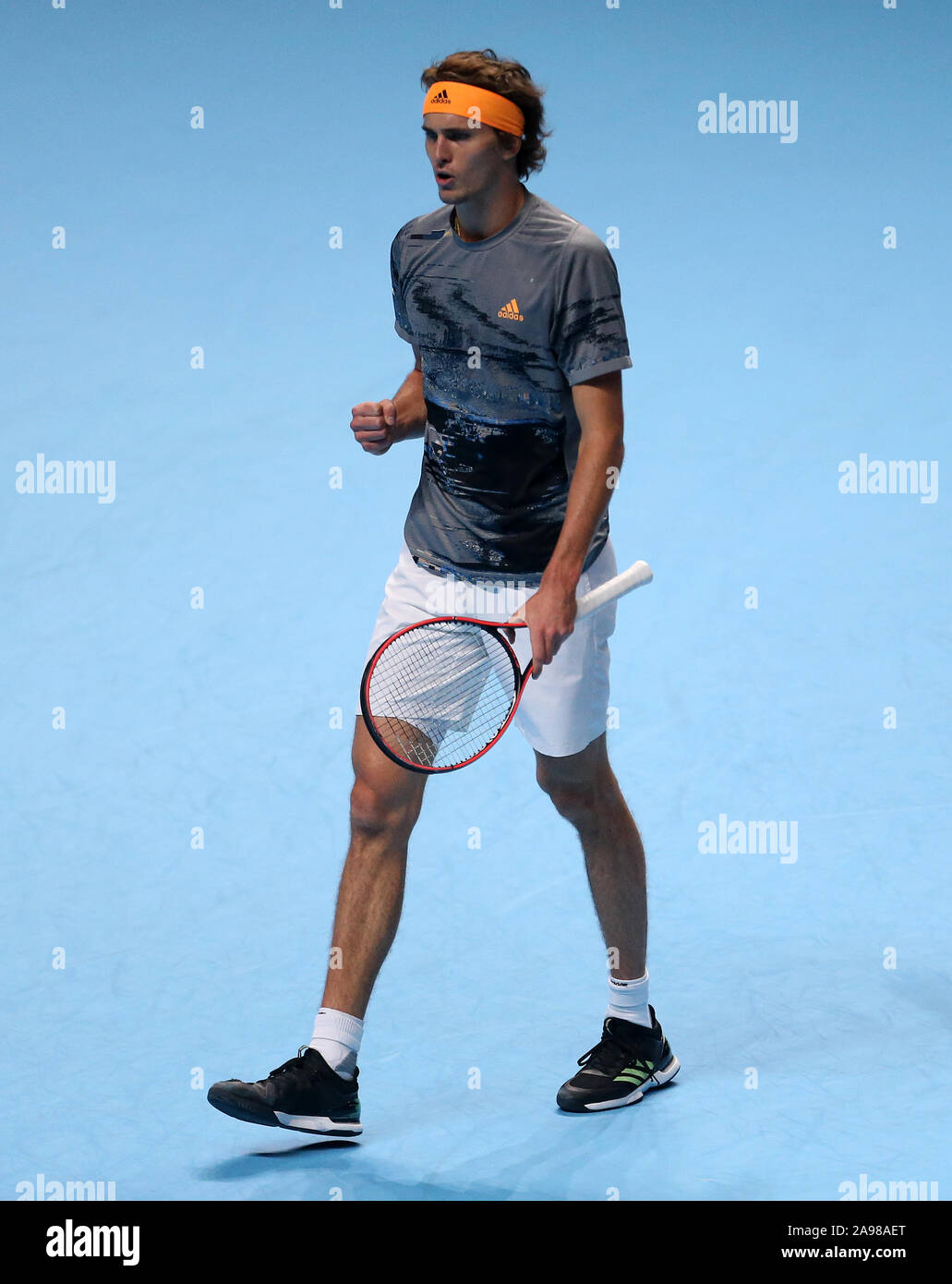 Alexander Zverev sur jour 4 de l'ATP Nitto finale au O2 Arena, Londres. Banque D'Images
