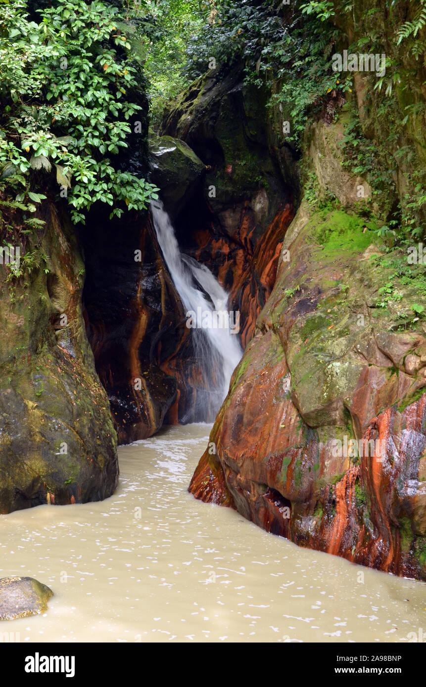 Cascade du Carpishyacu à Tarapoto Escalera dans la Cordillère du Pérou. Banque D'Images