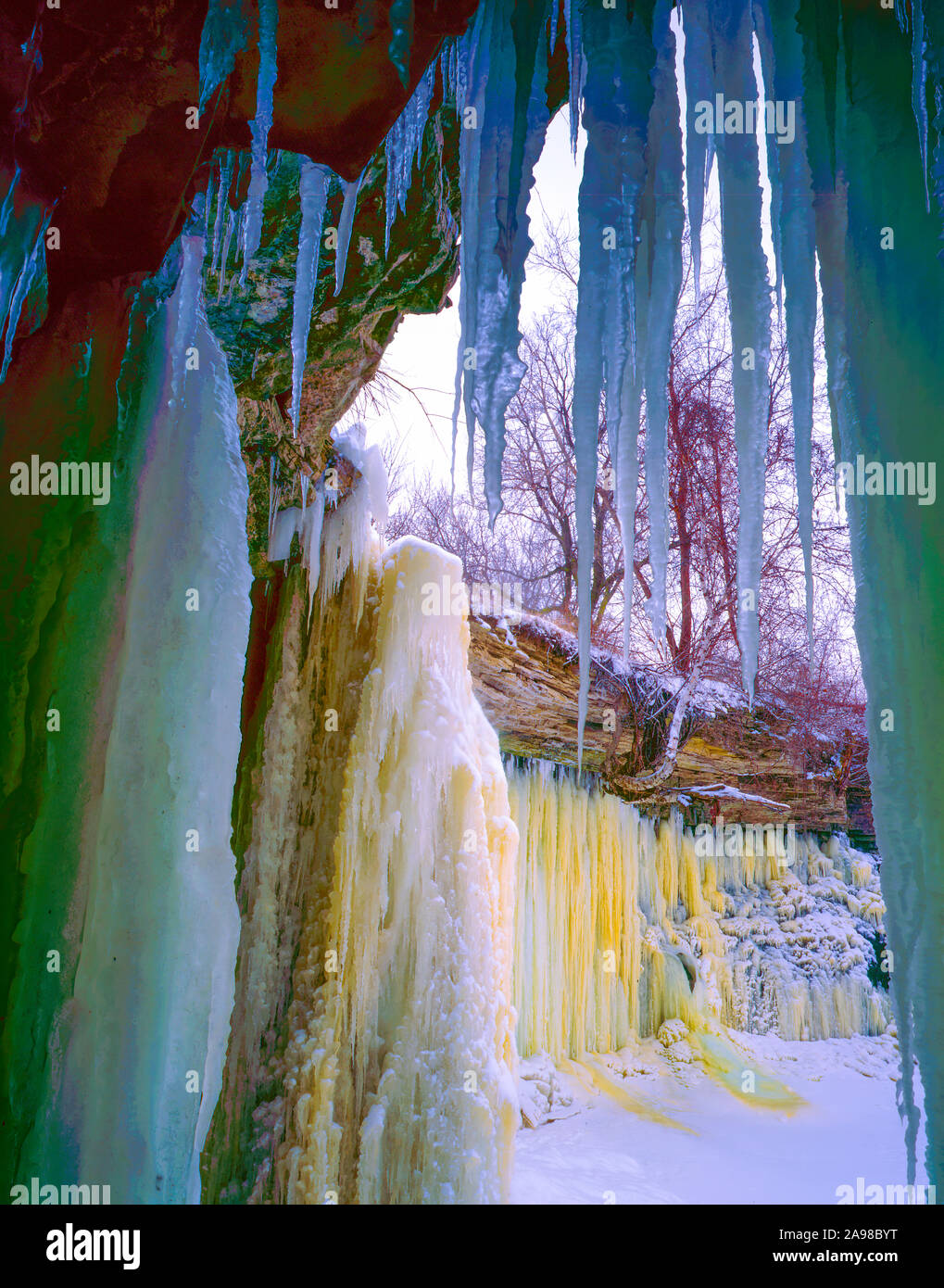 La glace de couleur, l'âge de glace National Scenic Trail, Wisconsin, Porte nord Banque D'Images