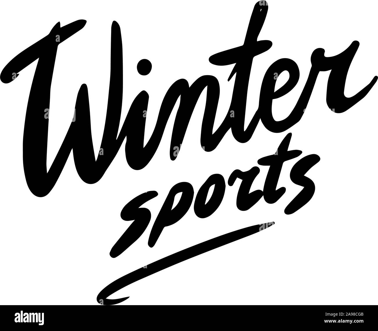 Pinceau calligraphique sport hiver lettrage. Dessinés à la main, gravée dans old vintage croquis. Un insigne ou un emblème, un logo pour signer. Illustration de Vecteur