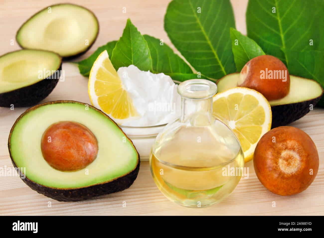 Cosmétiques biologiques avocats Banque D'Images