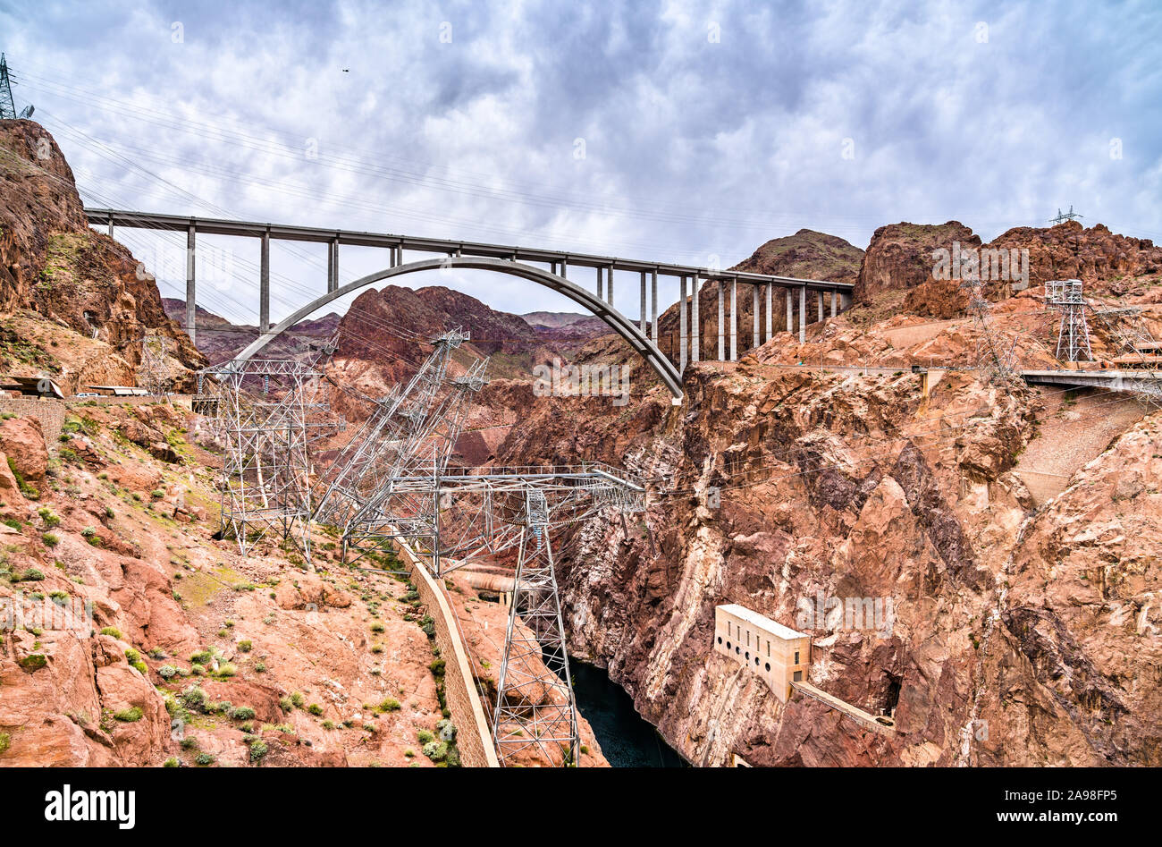 Le Hoover Dam Bypass Pont sur le fleuve Colorado aux États-Unis Banque D'Images