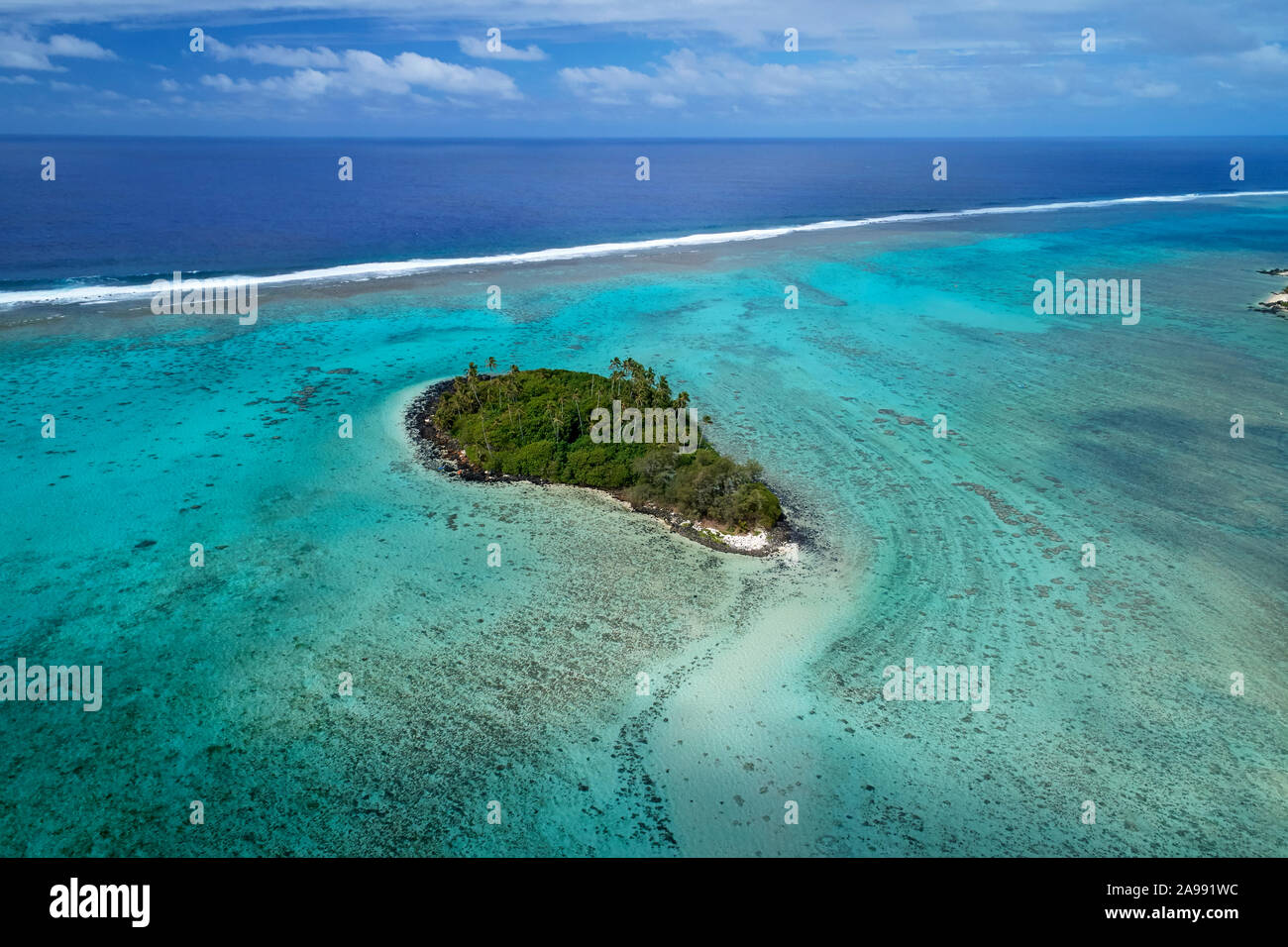 Taakoka Island, Muri Lagoon, Rarotonga, îles Cook, Pacifique Sud - Antenne de drone Banque D'Images
