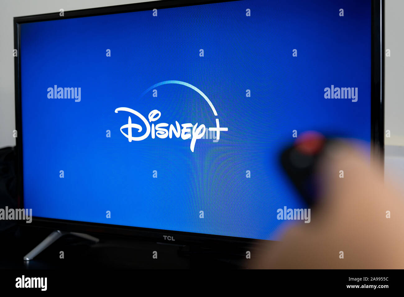Streaming vidéo en ligne sur l'écran plat plus Disney Banque D'Images
