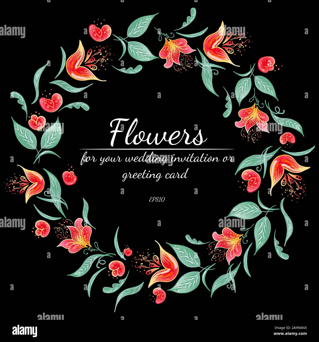 Cadre tropical à la main. Feuillage Jungle télévision illustration. Frontière Floral. Dessin à la main. Vector, isolé. Carte de mariage de source naturelle. Tropique d'été Illustration de Vecteur