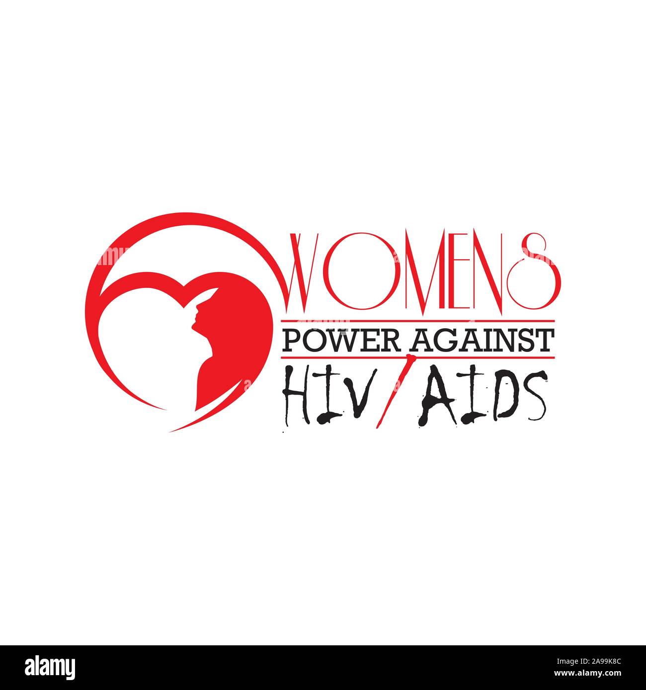 Femme contre le VIH/SIDA lettre l'appui pour la journée mondiale du sida et la lutte contre le VIH/SIDA et le mois de la sensibilisation à la notion de vieillissement Illustration de Vecteur