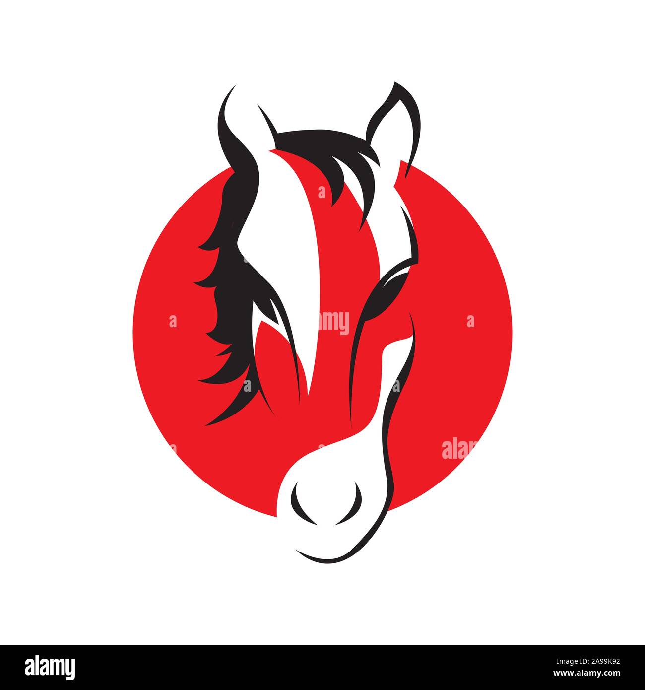 Emblème de la tête de cheval rouge Modèle logo Vector illustration design Illustration de Vecteur