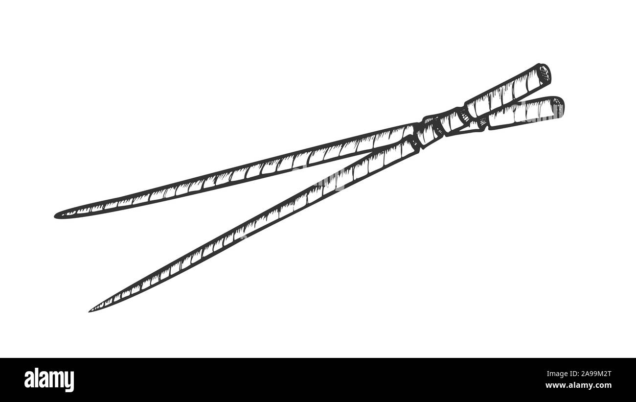 Baguettes en bois Outil Alimentation Vecteur Monochrome Illustration de Vecteur