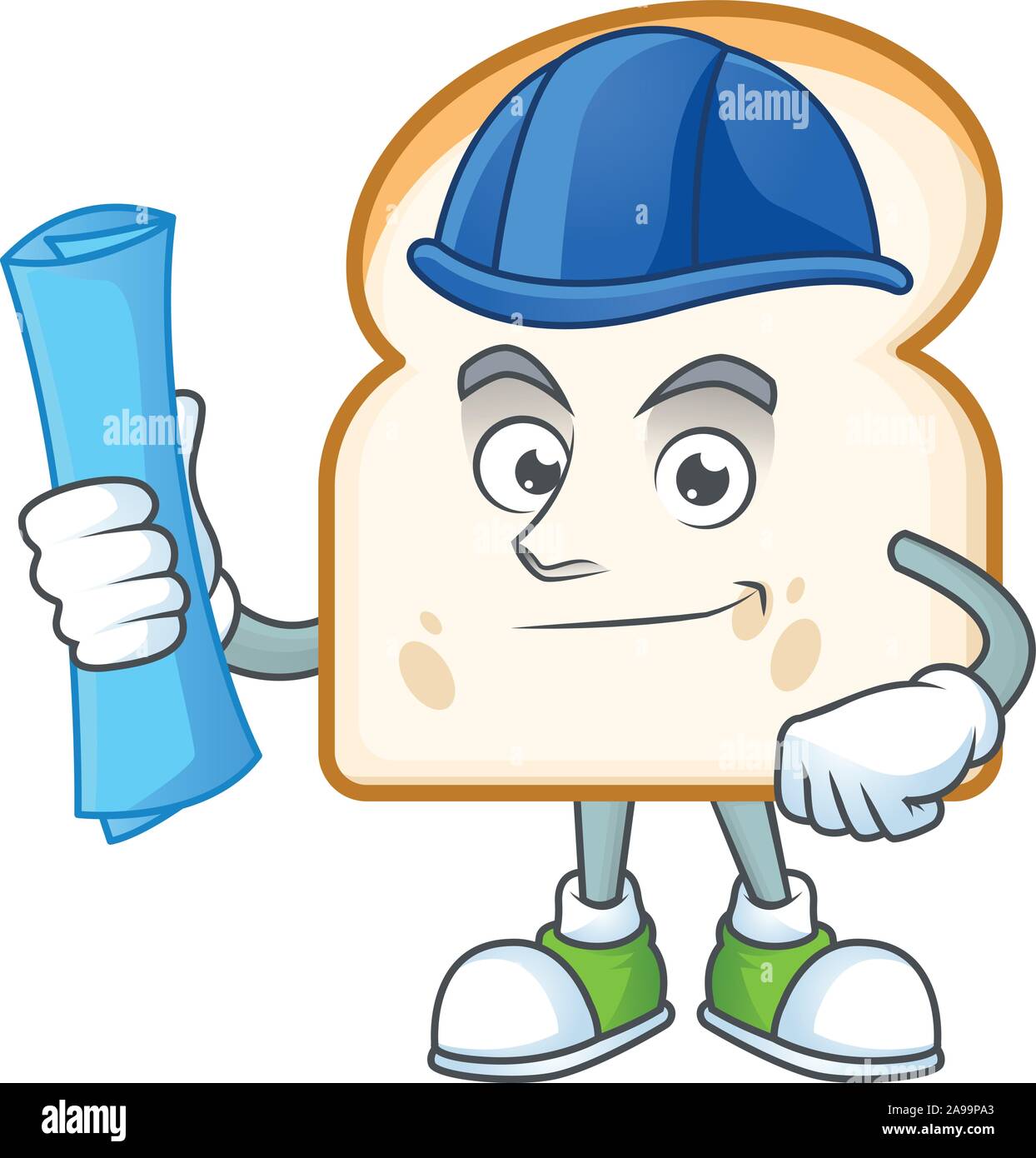 Tranche de pain blanc avec caractère architecte mascot Illustration de Vecteur