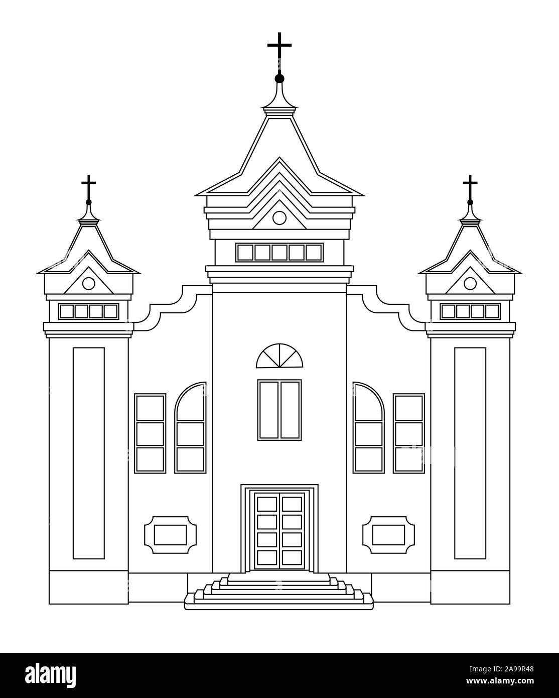 Dessin de bâtiment d'église de vecteur. La religion de l'architecture. Dans l'église bâtiment modèle plat. Illustration de Vecteur Dessin de bâtiment d'église de vecteur. La religion de l'architecture. Dans l'église bâtiment modèle plat. Illustration de Vecteur
