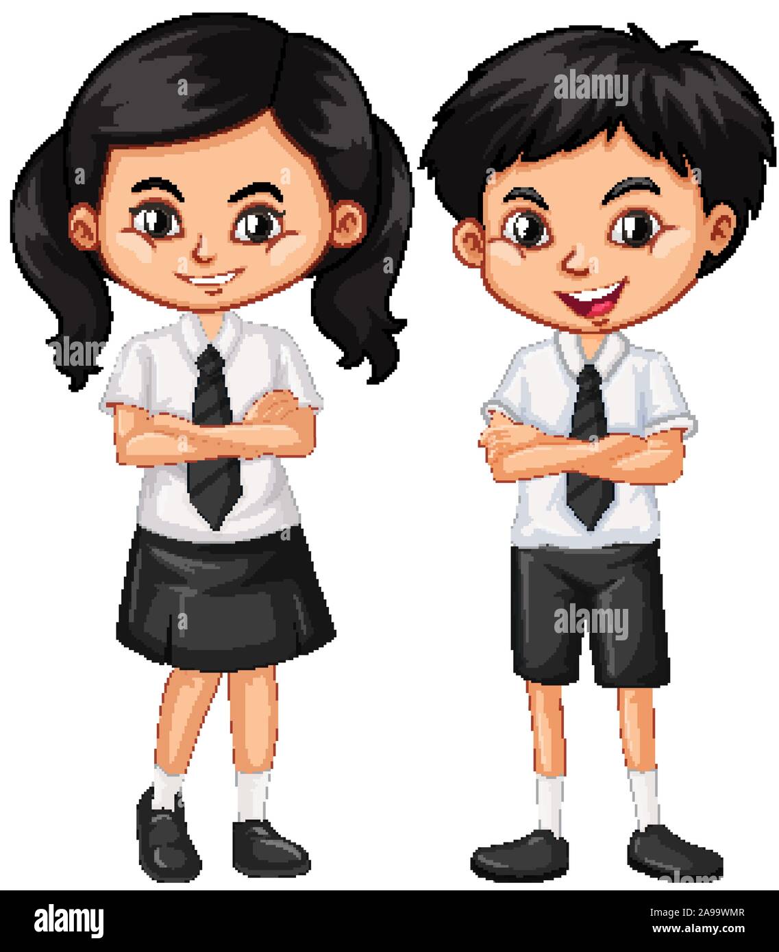 Garçon et fille en uniforme d'illustration Illustration de Vecteur
