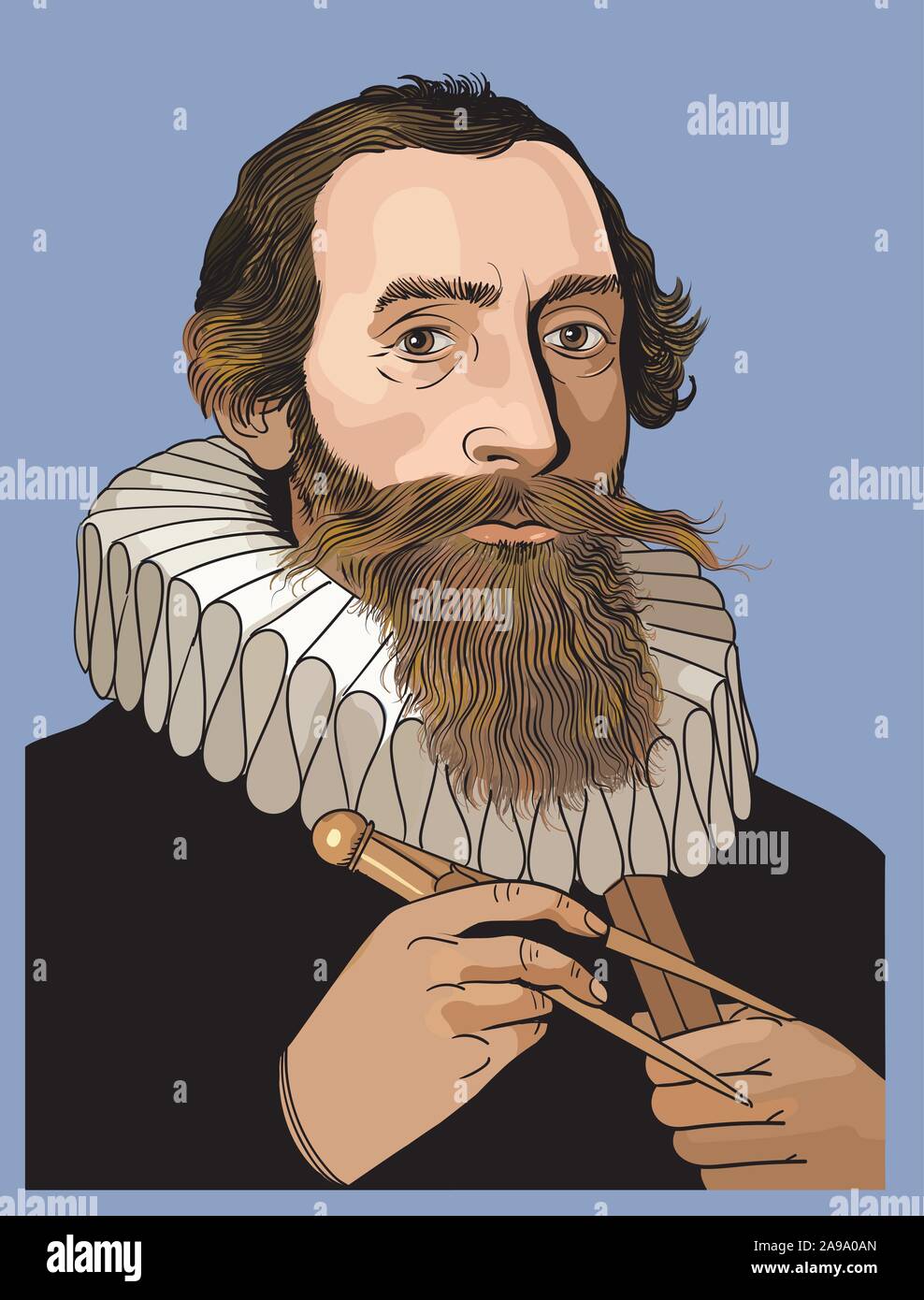 Portrait de Johannes Kepler. C'était un astronome allemand, mathématicien et astrologue. Illustration de Vecteur