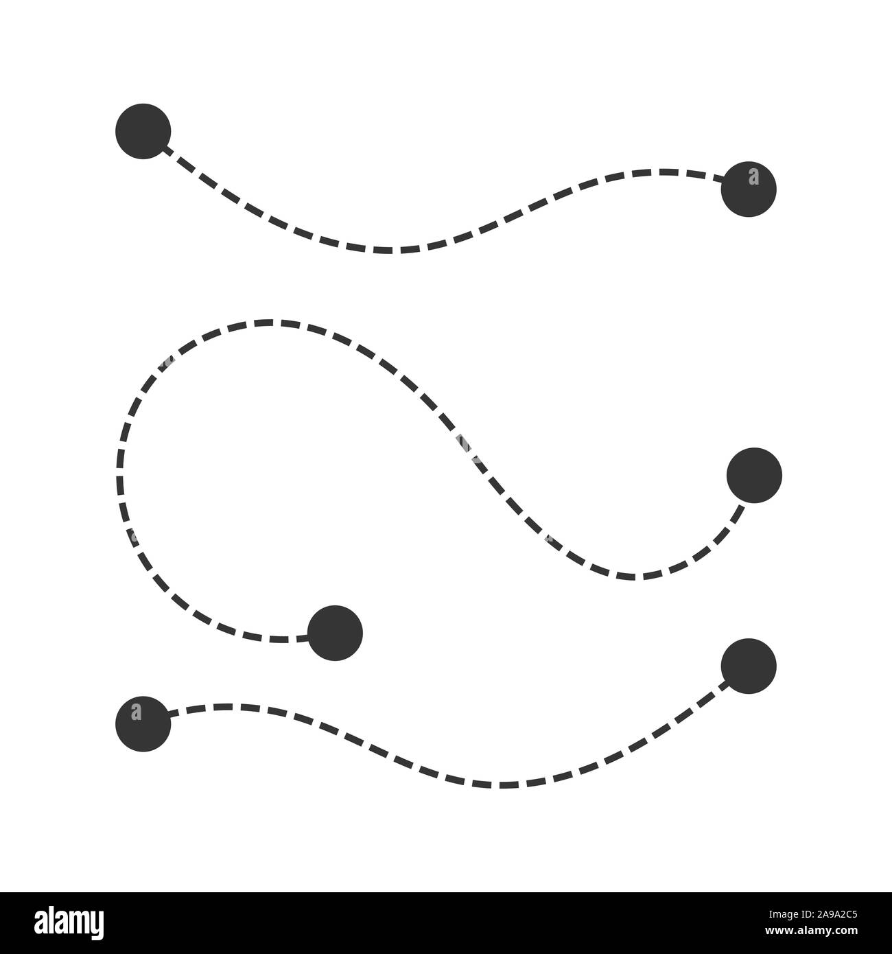 Destination de l'icône de point. Vector illustration. L'icône de localisation route isolée. Deux axes d'emplacement en pointillés avec pointillés Illustration de Vecteur