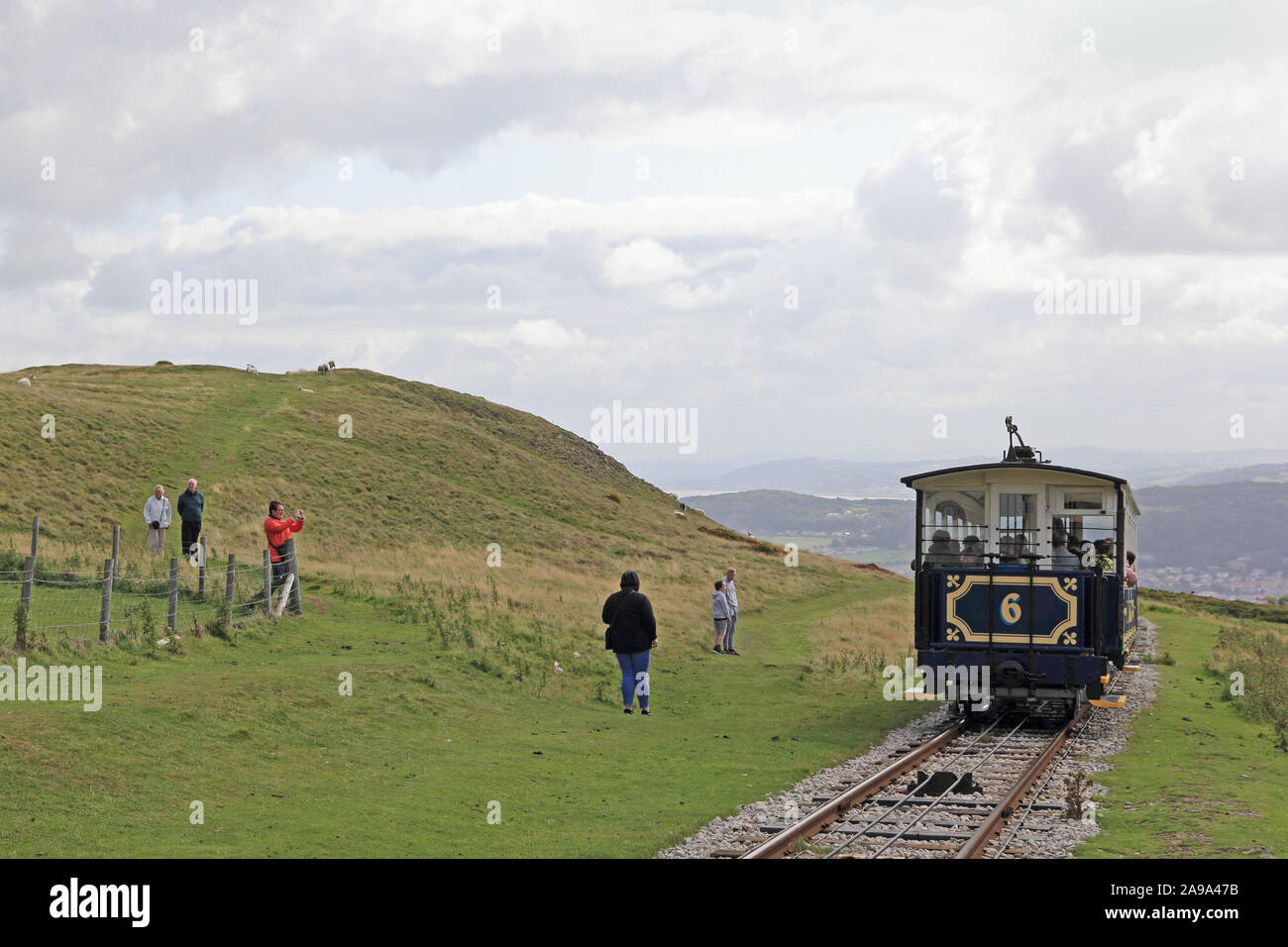 Tramway de Great Orme tramway de quitter le sommet de Great Orme, Llandudno Banque D'Images