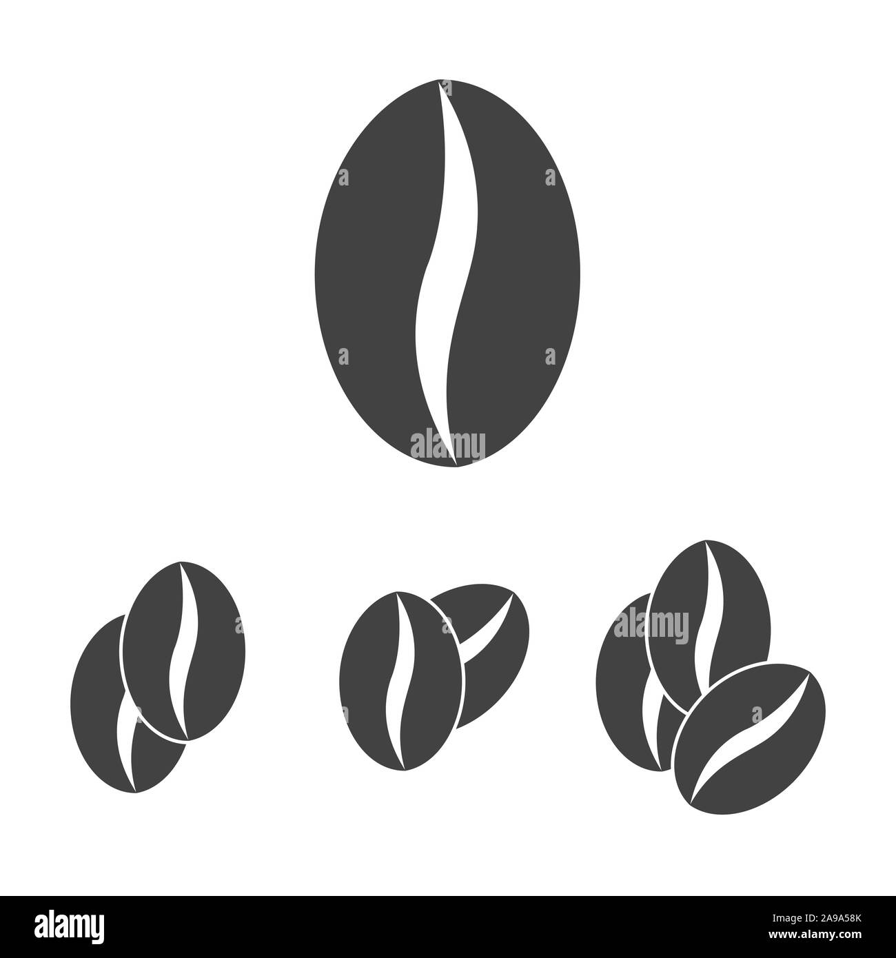 Les grains de café dans l'icône modèle plat. Vector illustration. Ensemble d'icônes de grain de café gris isolé. Illustration de Vecteur