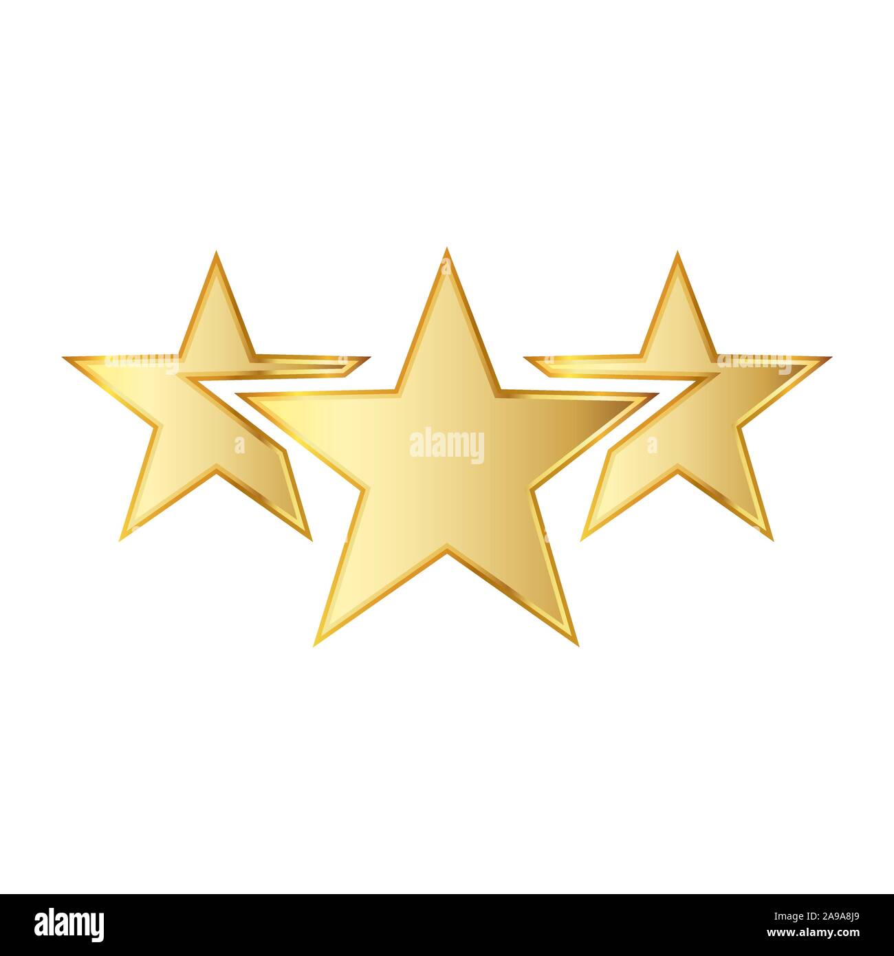 Golden Star des icônes. Vector illustration. Trois étoiles d'or sur fond blanc. Illustration de Vecteur