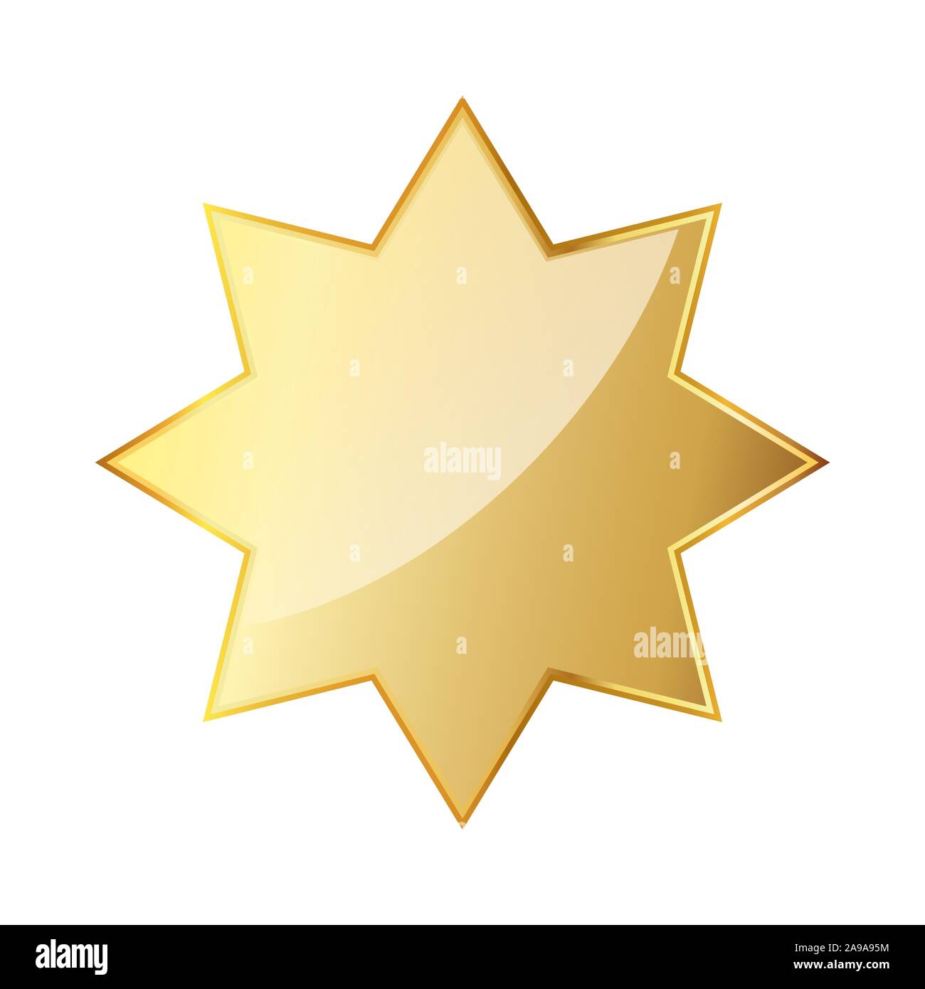 Icône Étoile octogonale en or. Vector illustration. Golden Star brillant isolé sur fond blanc. Illustration de Vecteur