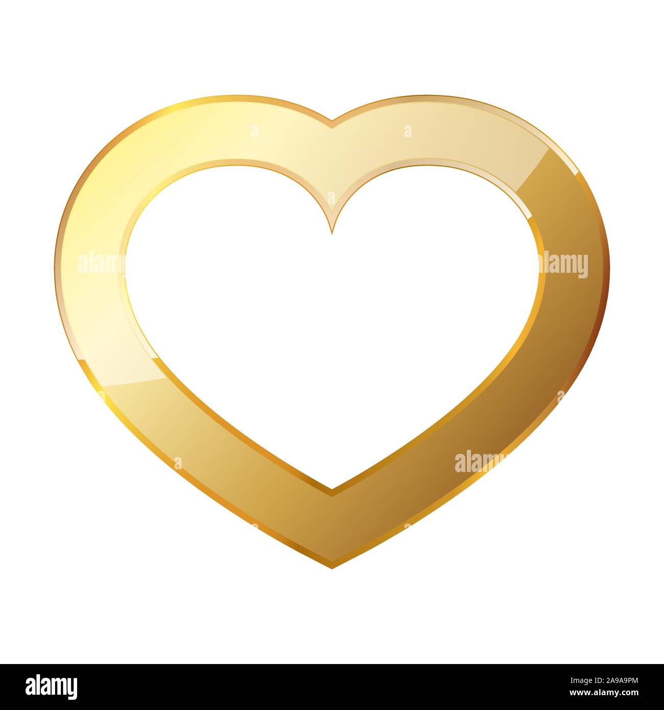 Icône de cœur d'or. Vector illustration. Le symbole du coeur d'or sur fond blanc. Illustration de Vecteur