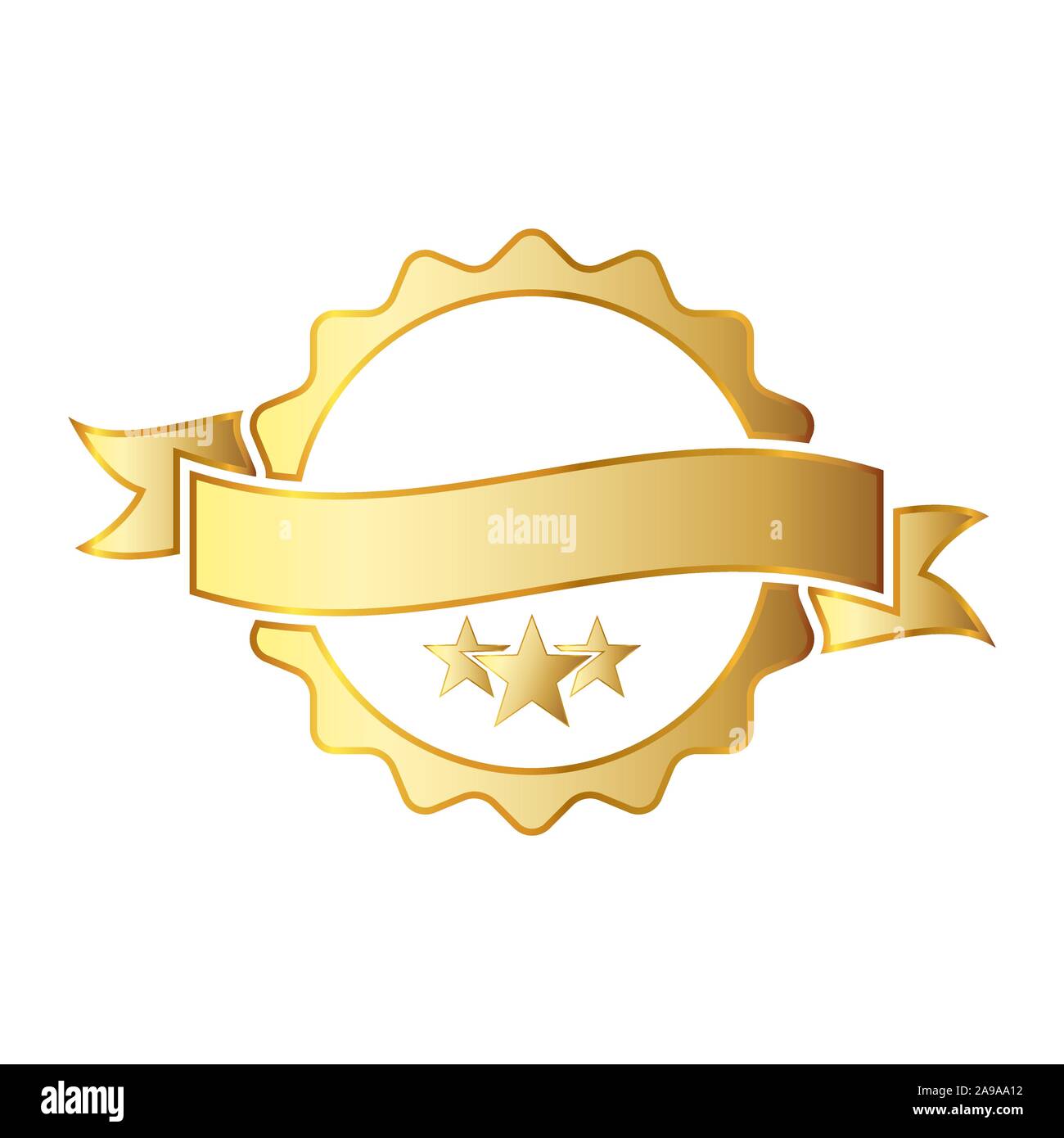 Golden Award icon avec ruban. Résumé médaille d'isolé sur fond blanc. Silhouette de trophée, prix ou médaille. Vector illustration. Illustration de Vecteur