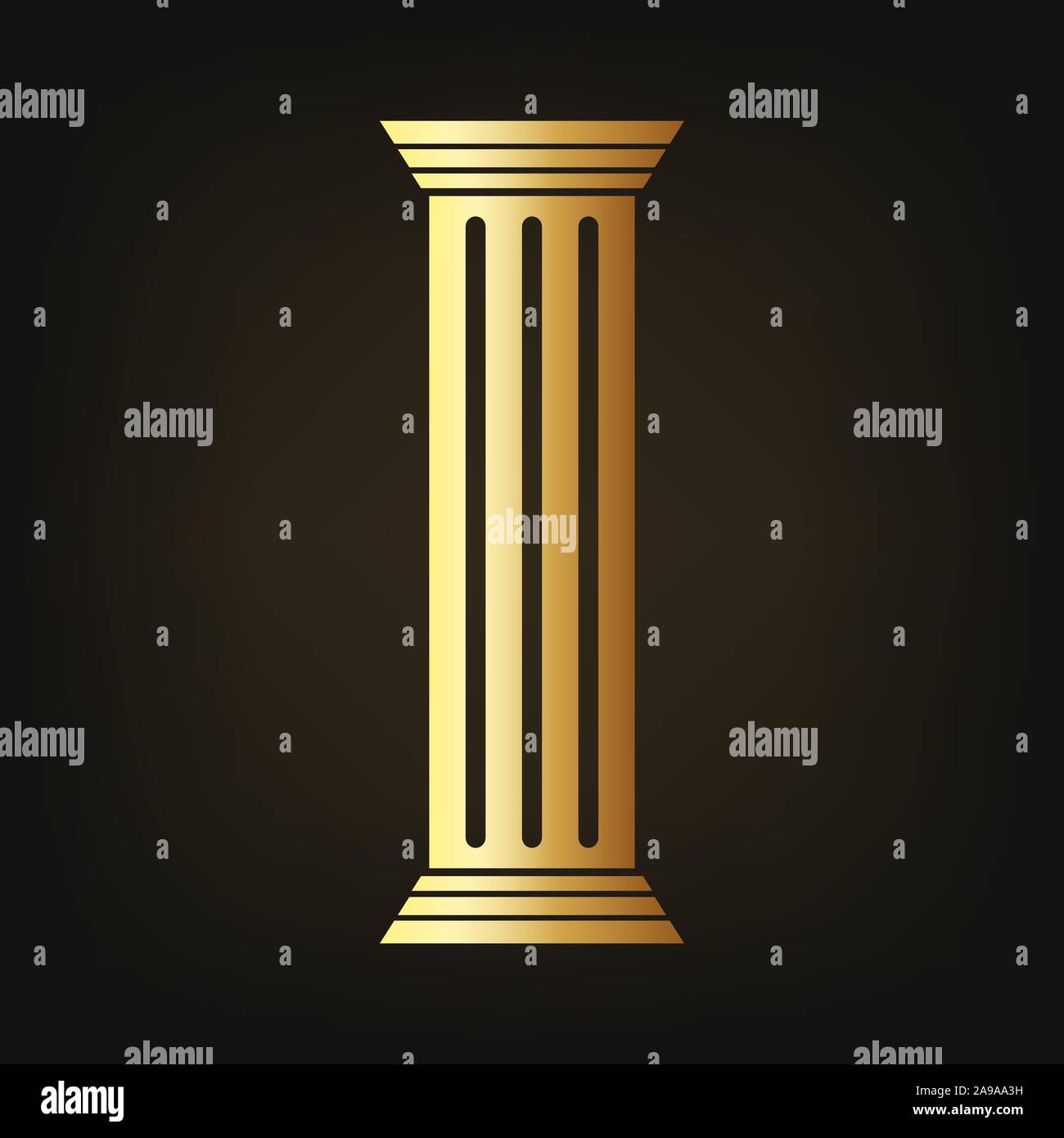 L'icône de la colonne d'or. Vector illustration. Colonne sur fond sombre. Illustration de Vecteur