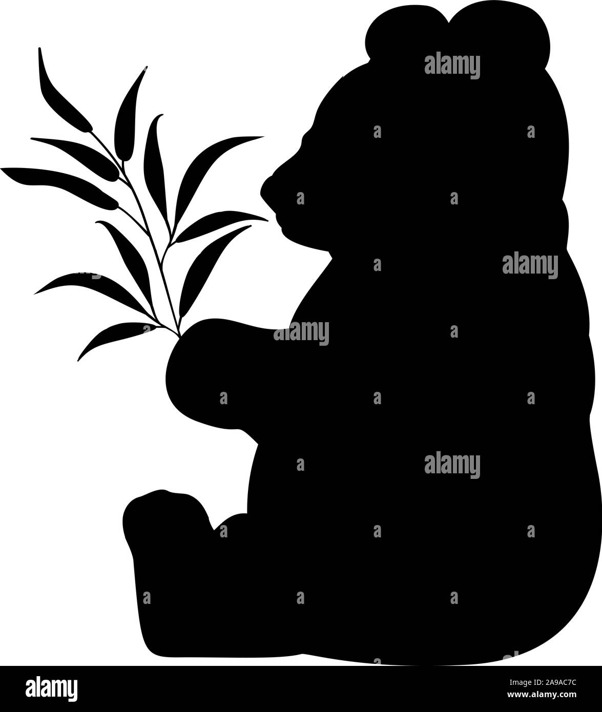 Silhouette Panda à l'eucalyptus. De rares animaux protégés. Vector illustrator Illustration de Vecteur