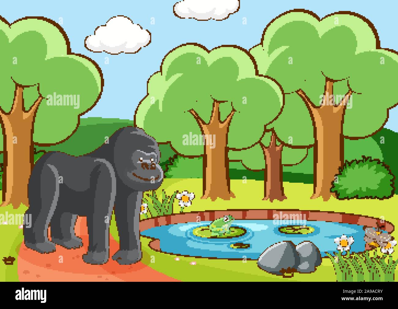 Scène avec gorilla en forêt illustration Illustration de Vecteur