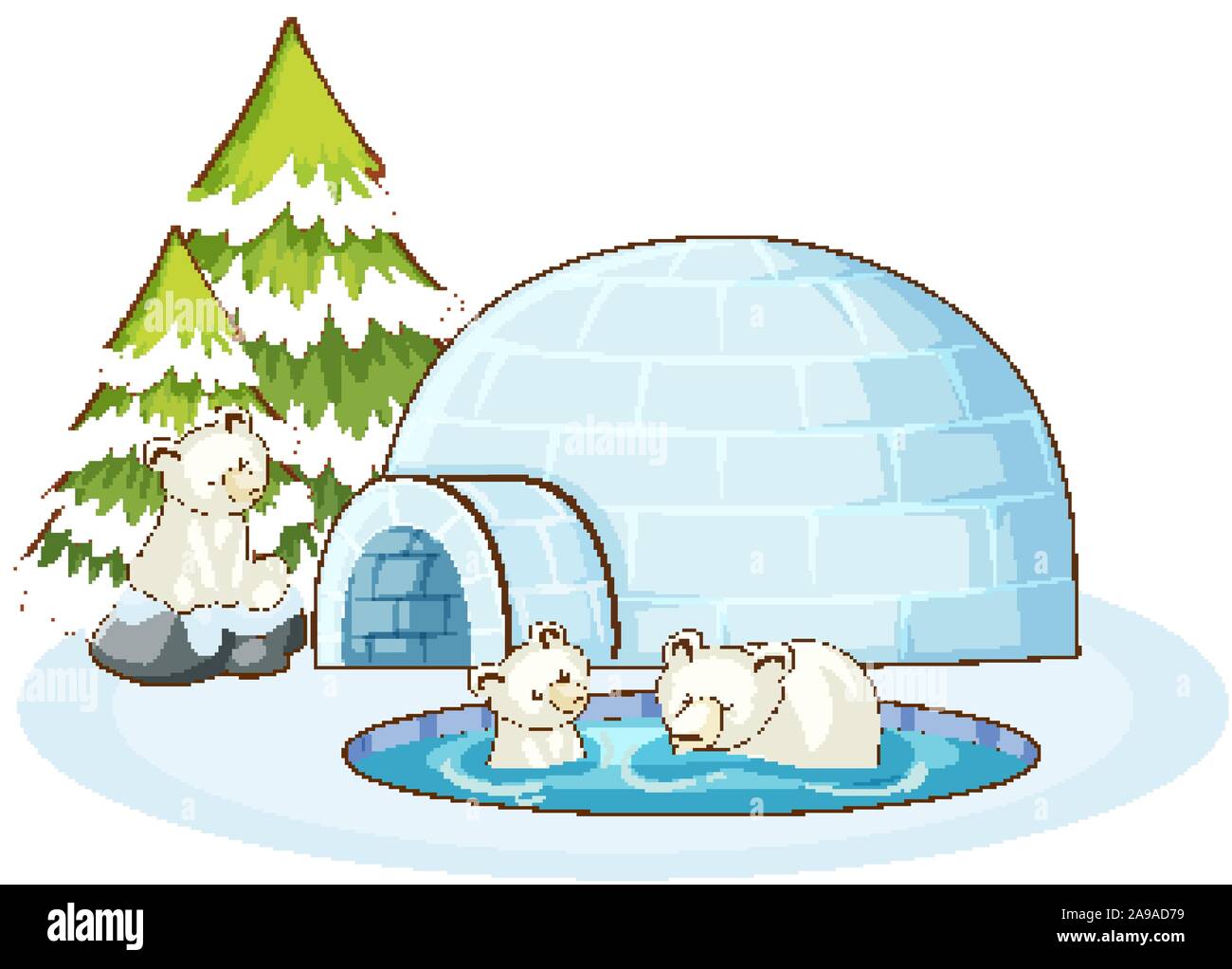 L'ours polaire et son igloo dans la neige illustration Image Vectorielle  Stock - Alamy