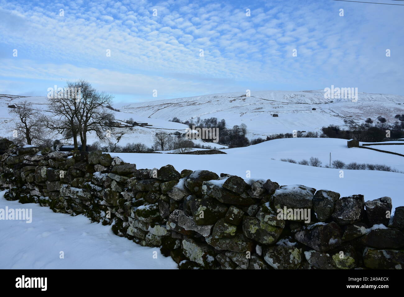 Swaledale campagne en hiver la neige, Keld, Yorkshire du Nord Banque D'Images