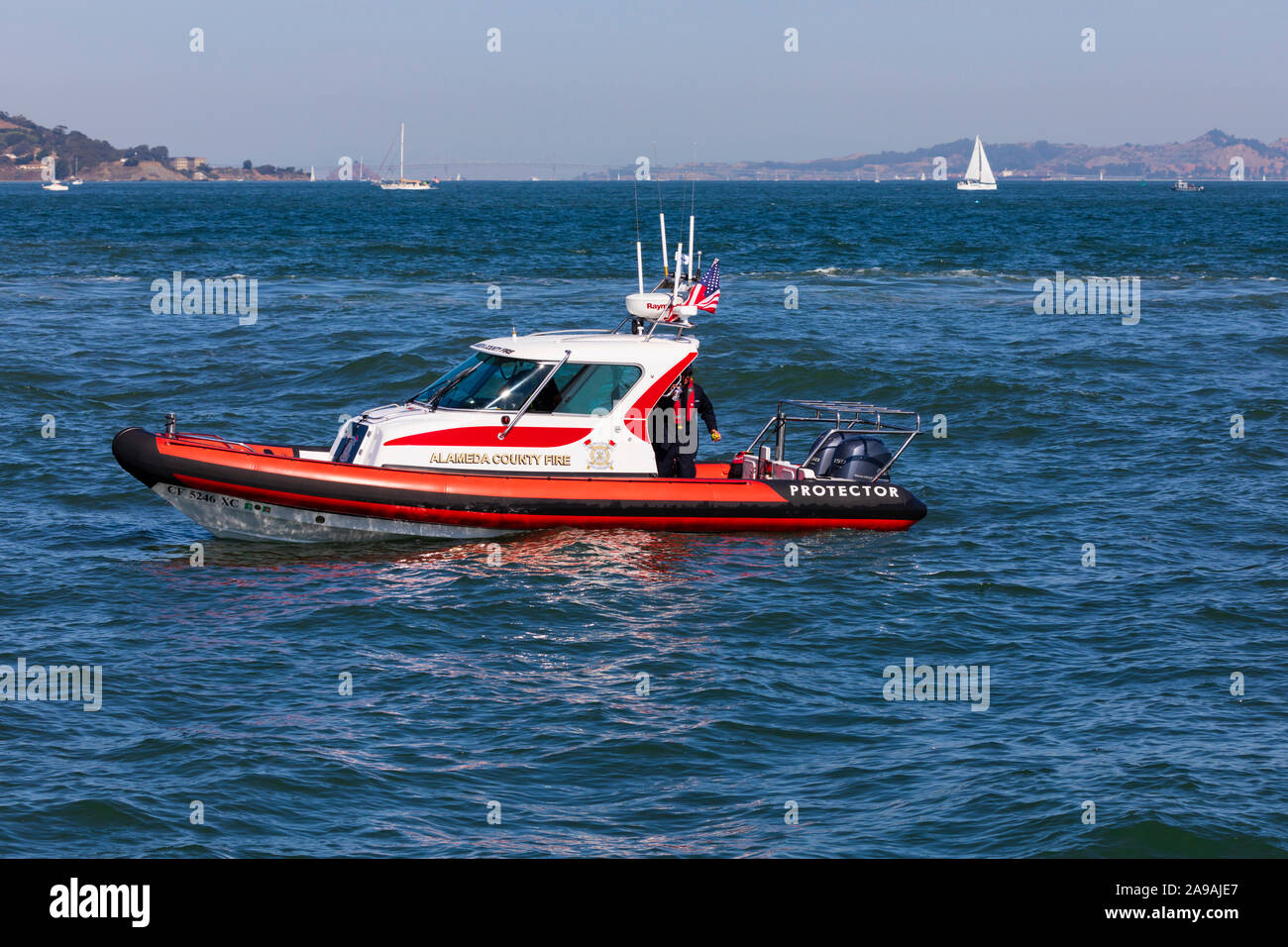 Alameda County Fire Department 21' bateaux de sauvetage rigide, Californie, États-Unis d'Amérique. USA Banque D'Images