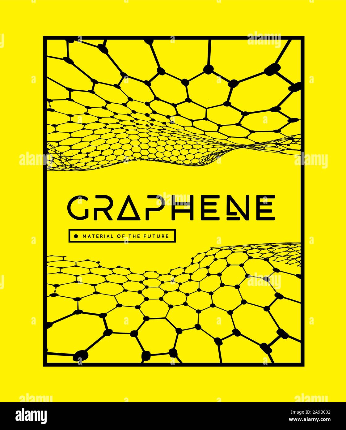 Le graphène, un réseau moléculaire d'hexagones connectés ensemble. Réseau chimique. Le carbone, les nanomatériaux. Vector illustraion Illustration de Vecteur