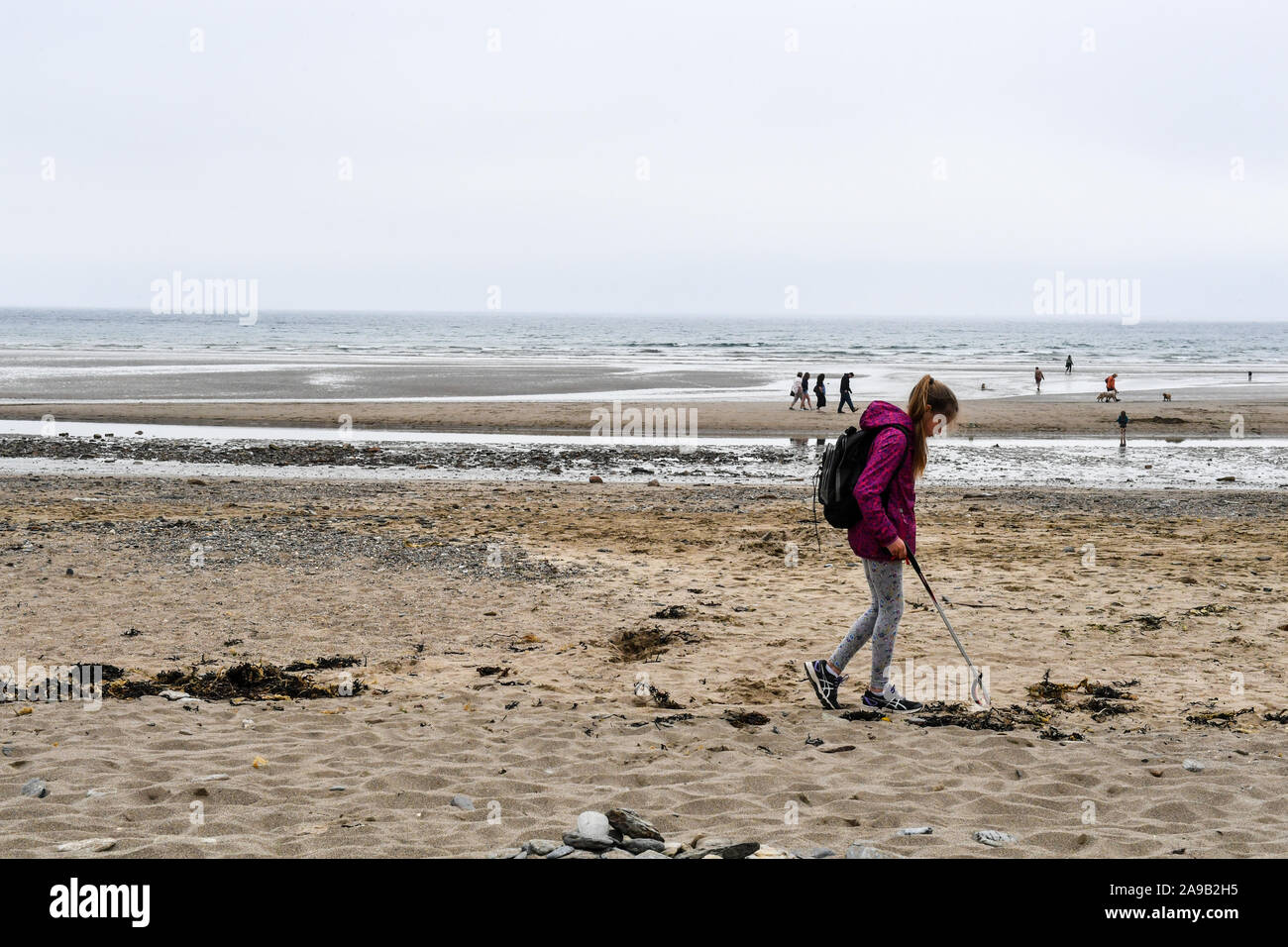 Les jeunes écologistes participent à une enquête sur la faune et à un nettoyage de la plage à Cornwall, un apprentissage en plein air organisé par Cornwall Wildlife Trust Banque D'Images