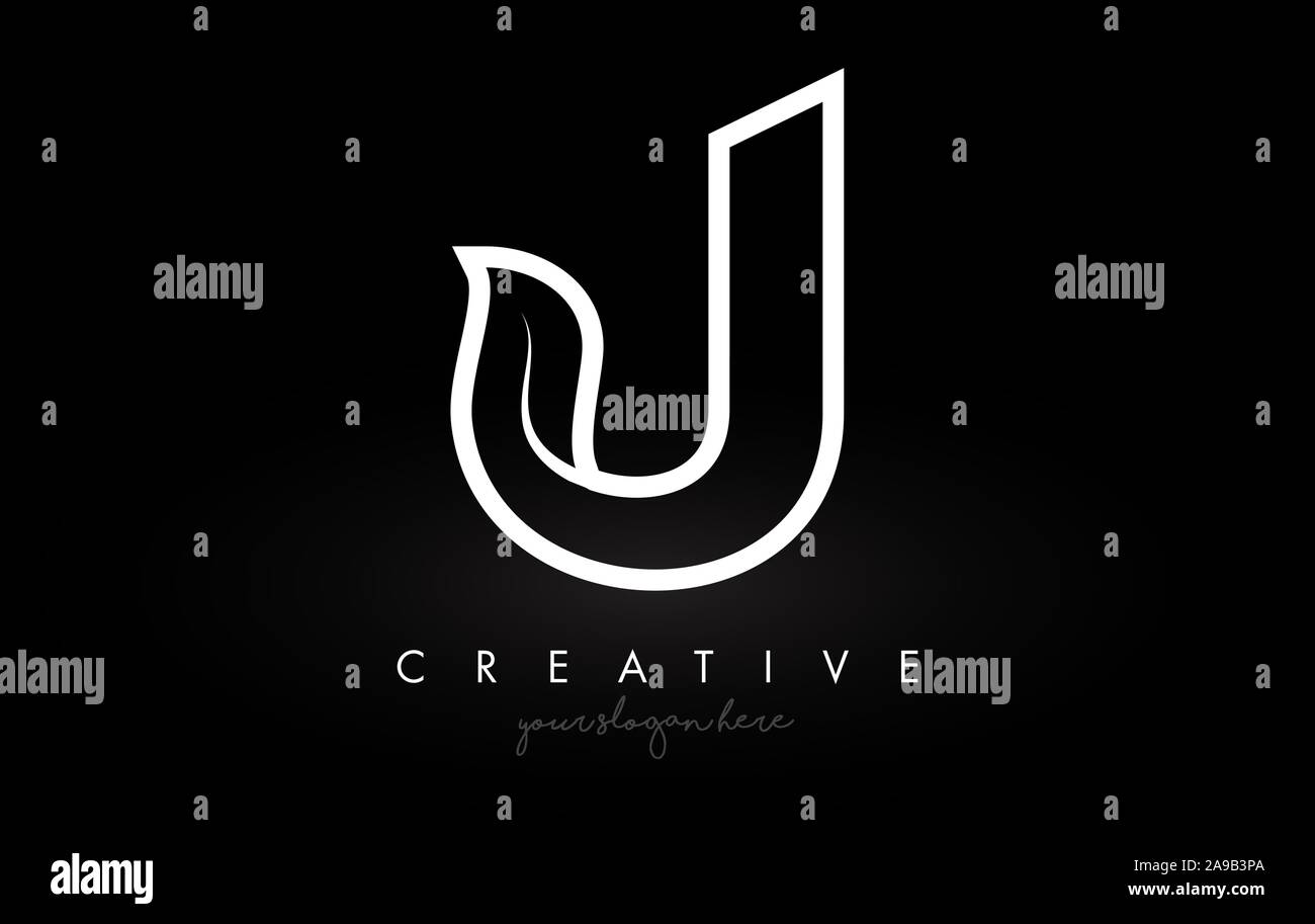 Lettre J Monogramme Logo Feuille Icône concevoir avec des couleurs noir et blanc illustration vectorielle. Illustration de Vecteur