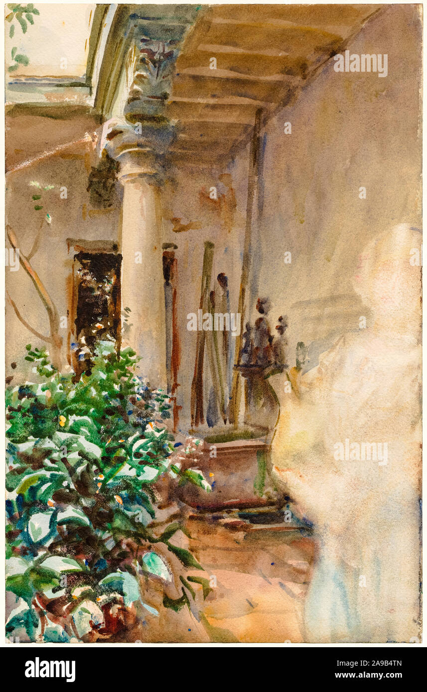 John Singer Sargent, le patio, l'aquarelle, 1908 Banque D'Images