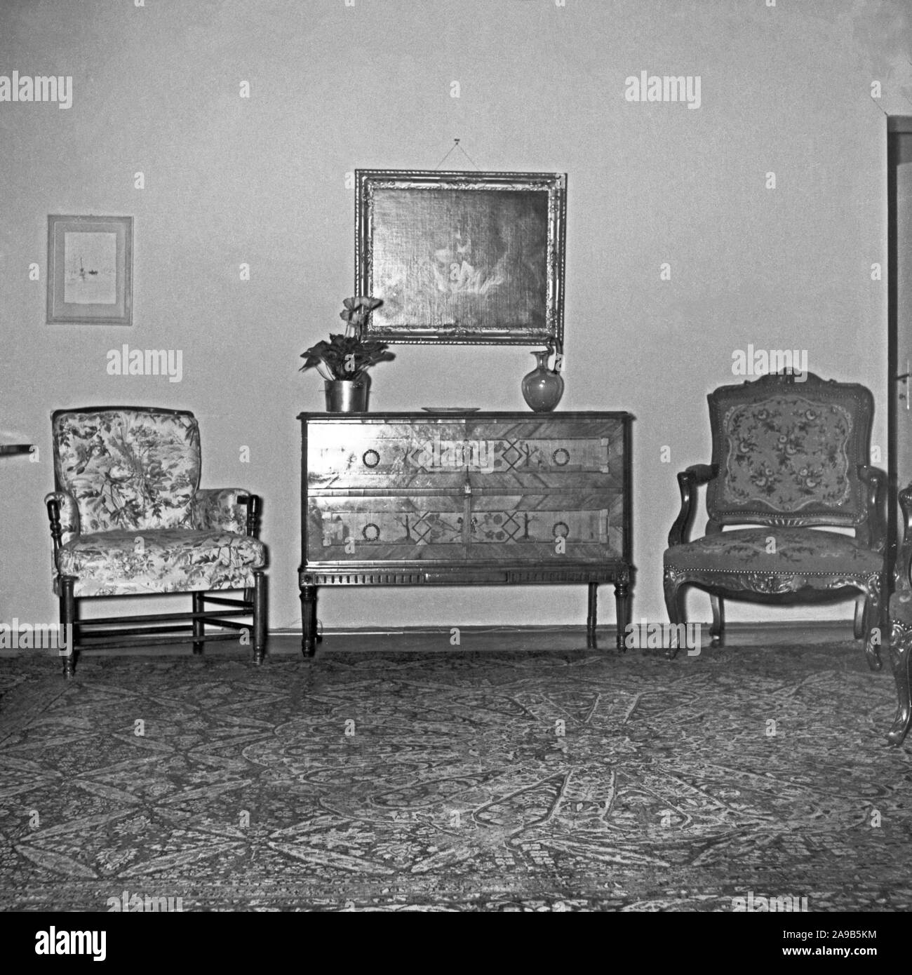 Intérieur d'un salon en Allemagne, années 50. Banque D'Images