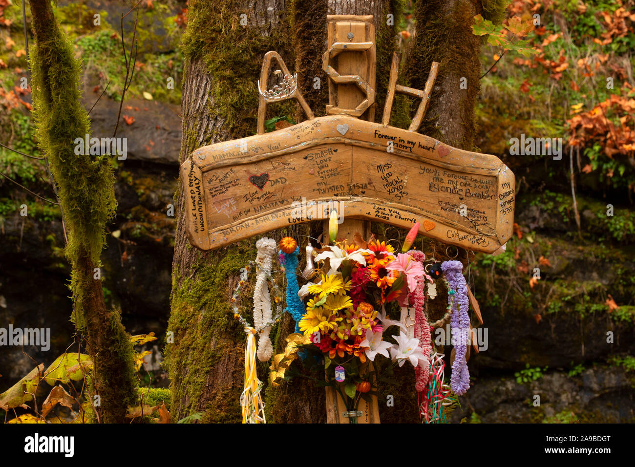 Memorial, Smith Falls River Recreation Site Coos Bay, Bureau de la gestion des terres, de l'Oregon District Banque D'Images