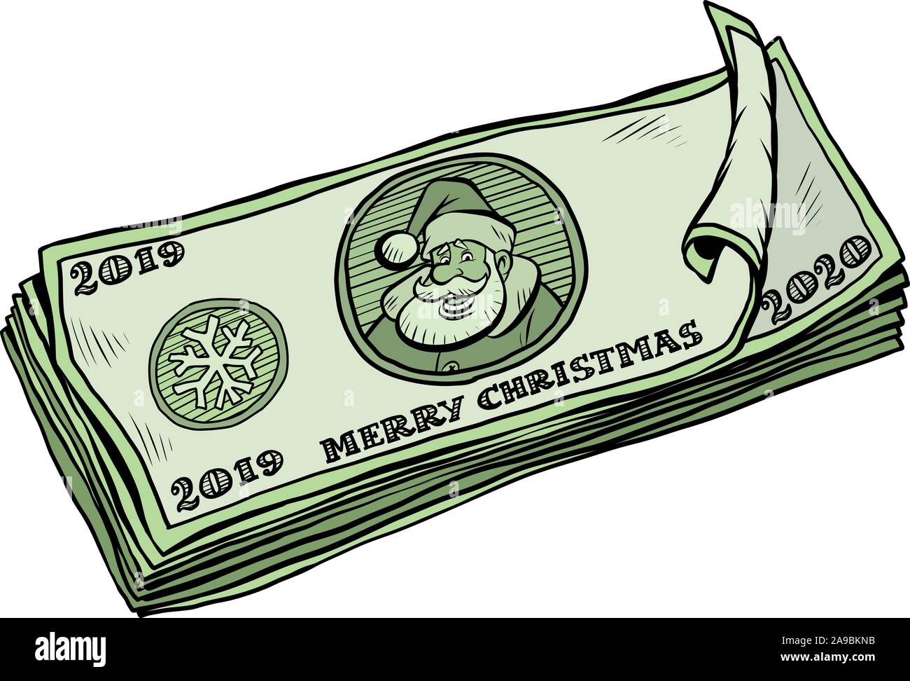 2019 2020 billets argent comptant. bonus annuel. Noël personnage Noël nouvel an Illustration de Vecteur