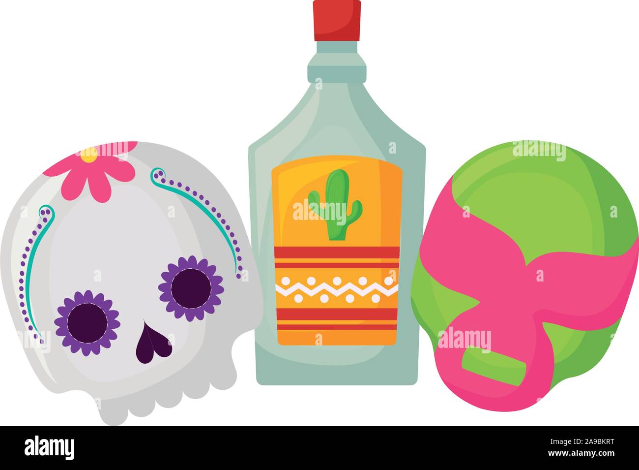 Bouteille de Tequila, boisson traditionnelle mexicaine en fond blanc vector illustration design Illustration de Vecteur