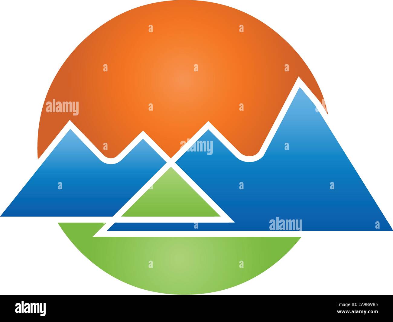 Montagnes, soleil, agence de voyages, des collines, des sports, de l'emblème Illustration de Vecteur
