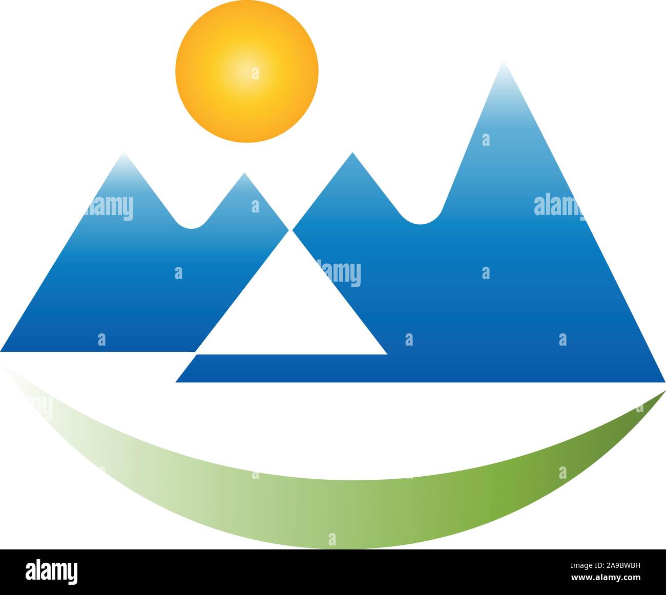 Montagnes, soleil, agence de voyages, des collines, des sports, de l'emblème Illustration de Vecteur
