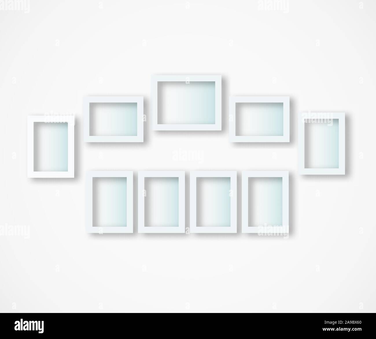 Ensemble de cadres photo blanc sur fond gris Vector Illustration de Vecteur
