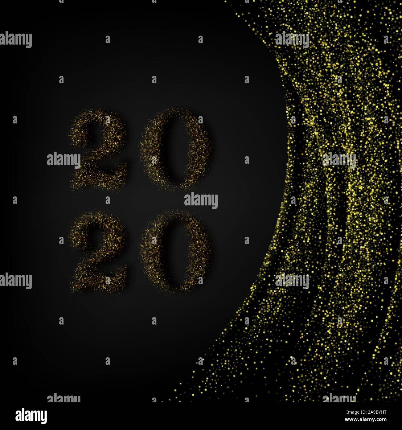 Bonne Année 2020 - Nouvel An arrière-plan lumineux avec de l'or et des paillettes. Bonne année 2020 avec des bannières pour les numéros de carte de vœux, calendrier 2020 Illustration de Vecteur