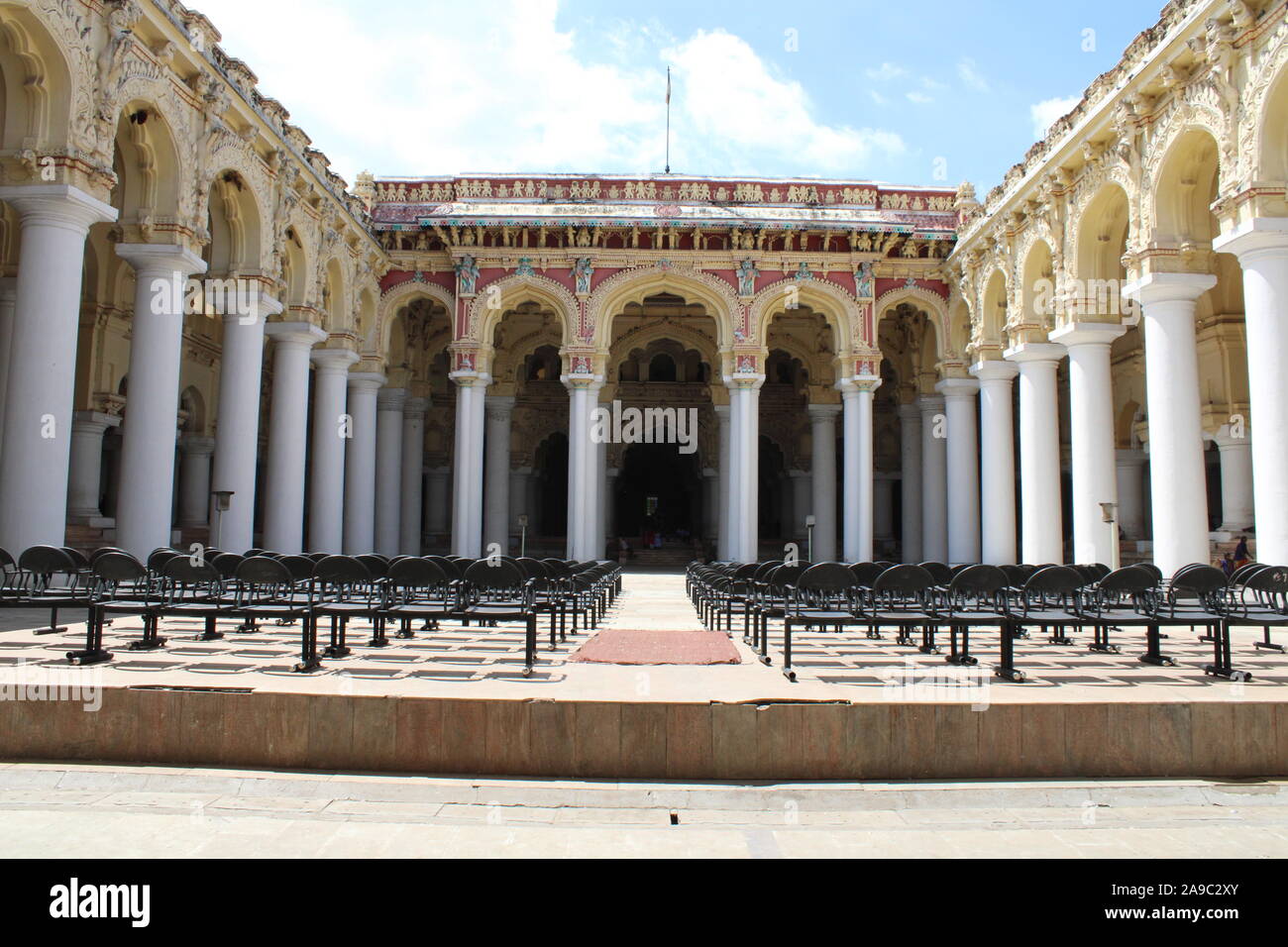 Palais Thirumalai Nayak est un palais du xviie siècle érigé en 1636 Annonce par le roi Tirumala Nayaka, un roi de la dynastie de Madurai Nayaka qui gouverna Madurai. Banque D'Images