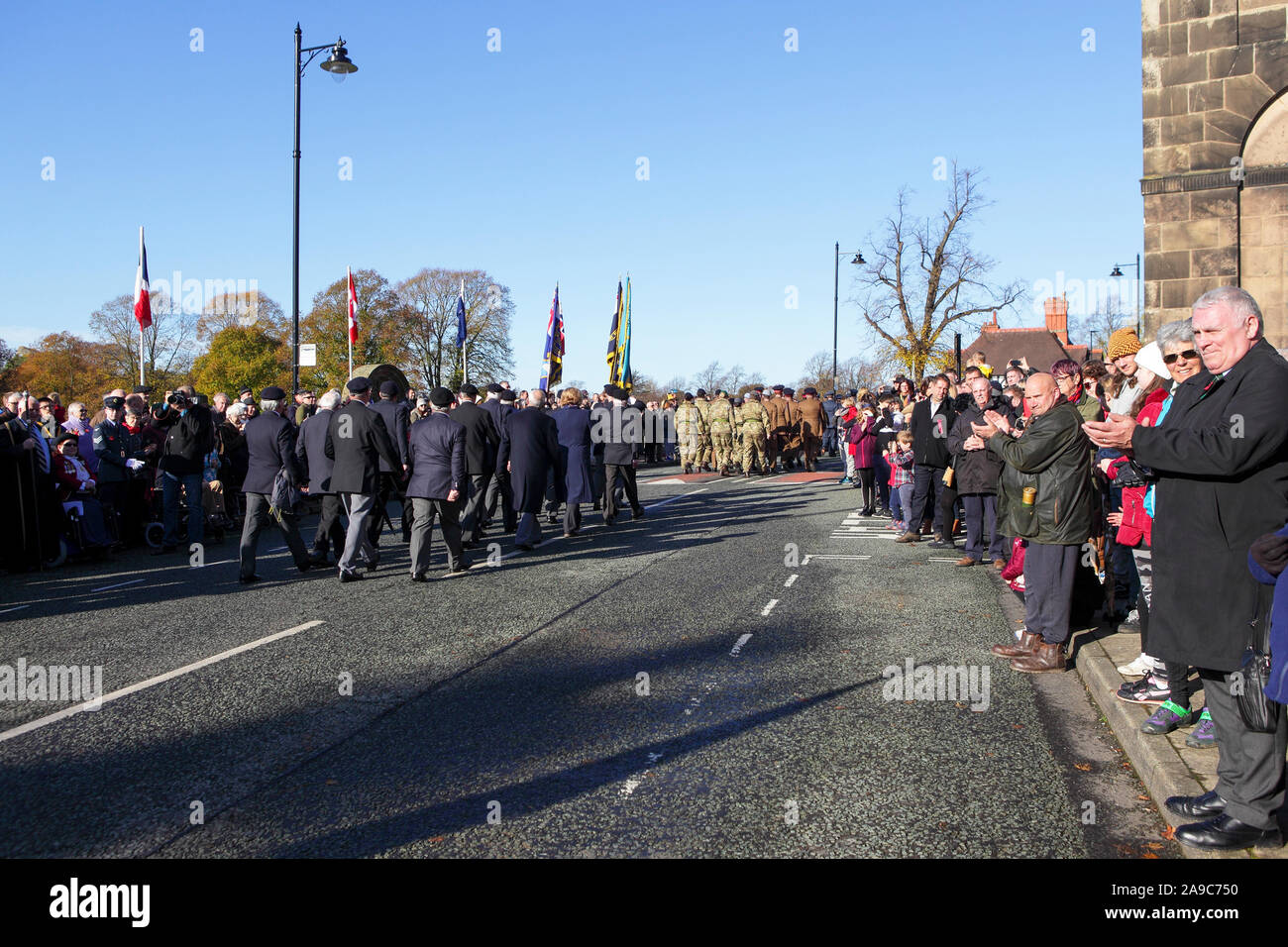 Commémorations du jour à Shrewsbury en ce beau dimanche matin de novembre. Banque D'Images