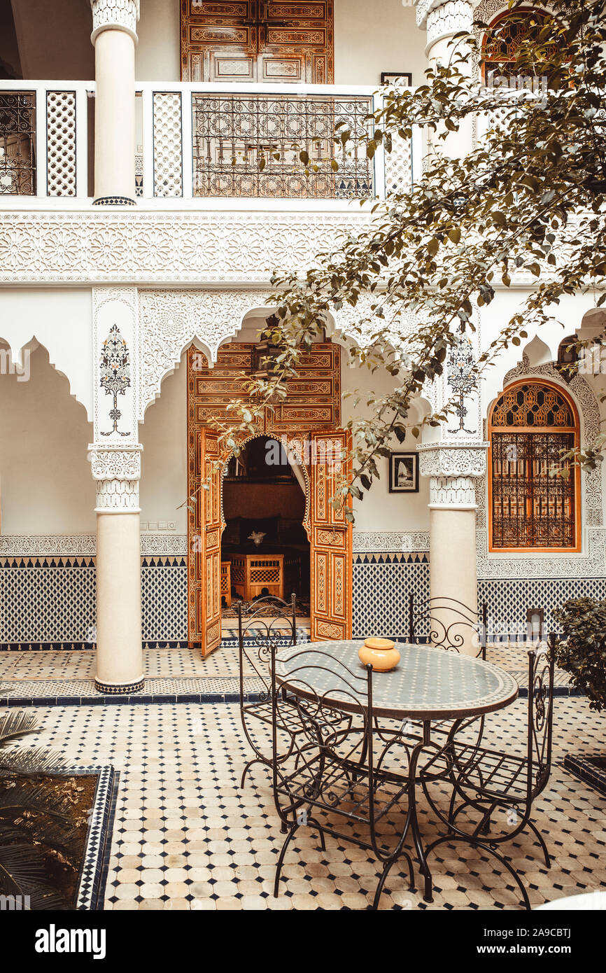 Riad à Marrakech de l'intérieur détail Banque D'Images
