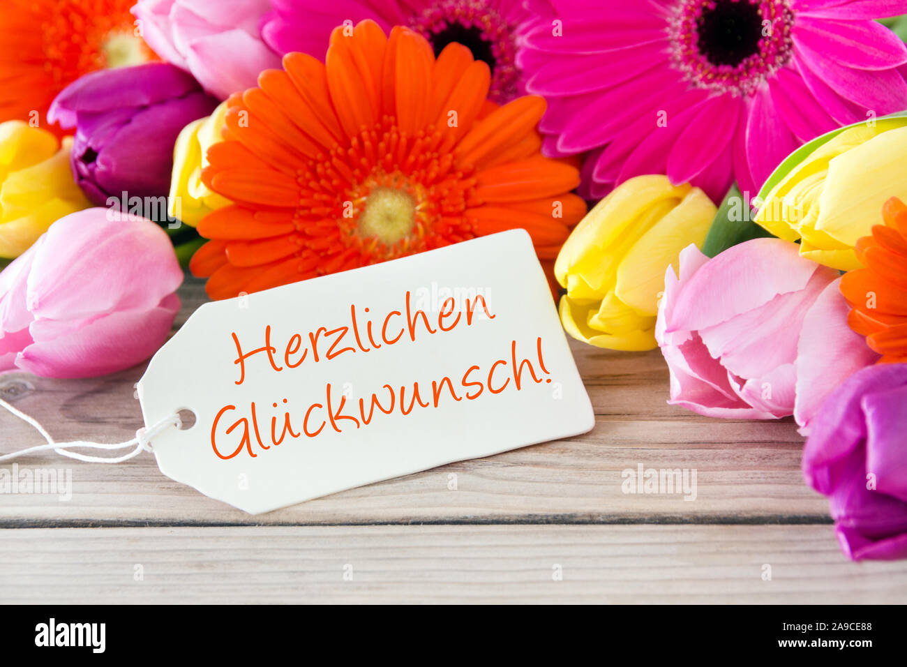 Carte Joyeux Anniversaire Allemand Et De Fleurs Photo Stock Alamy