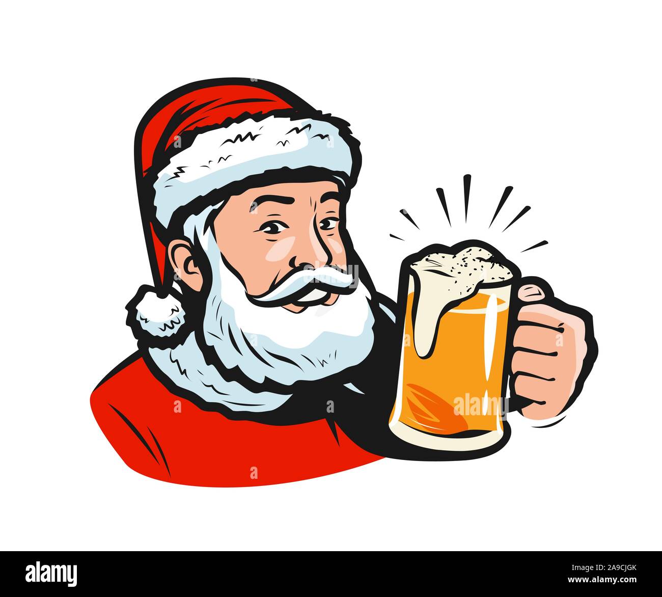 Le Père noël avec une bière. Illustration vectorielle de Noël Illustration de Vecteur