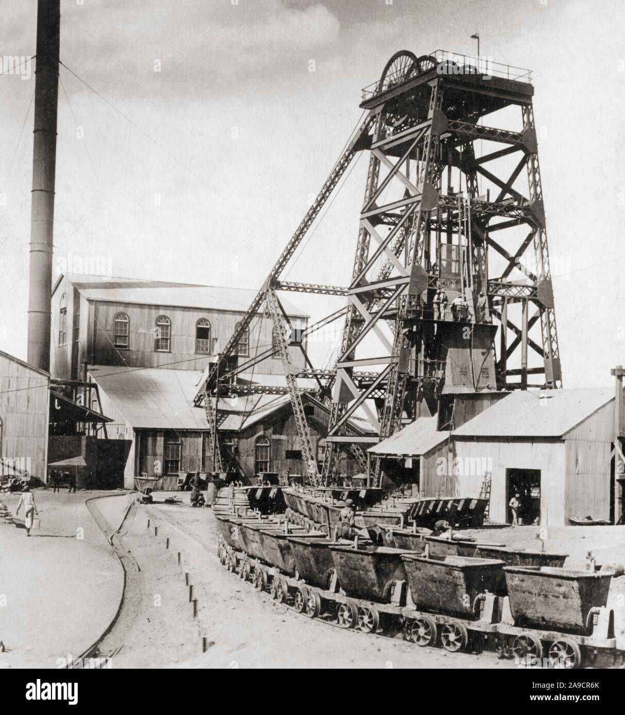 Appareil de levage à diamond mine, Kimberley, Afrique du Sud Banque D'Images