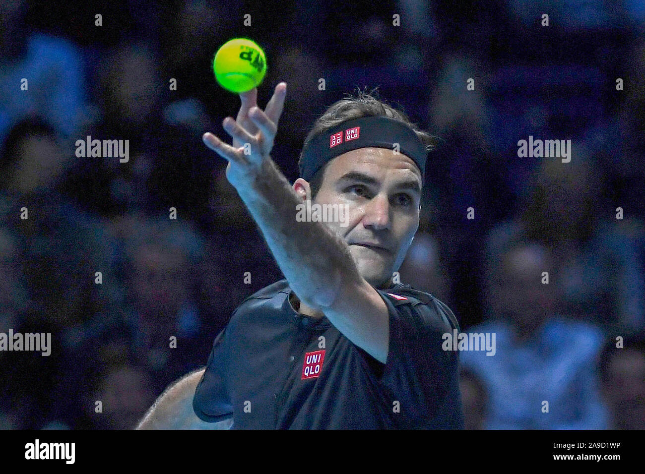 Londres, Royaume-Uni. , 14 Nov 2019, Roger Federer, sui, au cours Nitto finale ATP NOVAK DJOKOVIC VS ROGER FEDERER - Tennis International - Crédit : LPS/Roberto Zanettin/Alamy Live News Banque D'Images