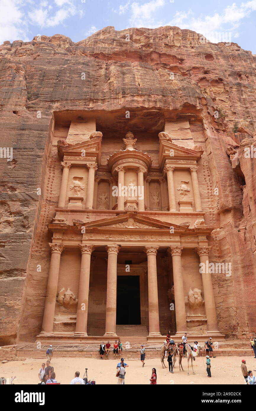 Al Khazneh (le Trésor), Petra, Wadi Musa, Ma'an Governorate, Jordanie, Moyen-Orient Banque D'Images